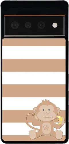 Vista 5 de Funda de goma negra personalizada de mono marrón y blanco compatible con Google Pixel 10, 10 Pro, 10 Pro XL, 9a, 9 Pro, Pixel 9, Pixel 9 Pro XL, 8a