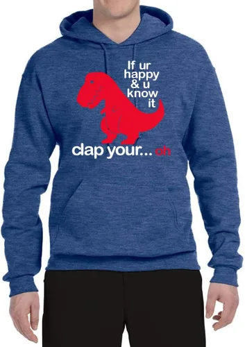 Vista 9 de Wild Bobby Sudadera con capucha unisex con estampado "If You're Happy and You Know it" de Dinausor