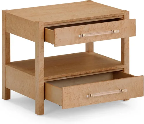Vista 4 de TOV Furniture Brandyss Burl - Mesita de noche rectangular de madera con 2 cajones, 26 x 17 pulgadas, mesa auxiliar con almacenamiento (Maple)