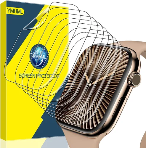Vista 6 de YMHML - [Juego de 2] Protector de pantalla de vidrio templado compatible con Apple Watch de 38mm Series 3/2/1 con estuche negro duro, cubierta