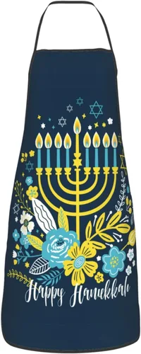 Vista 19 de Delantal de Hanukkah feliz ajustable para cocinar, babero de cocina para cocinar