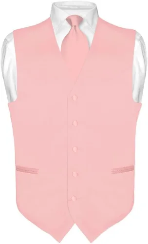 Vista 5 de Vesuvio Napoli Conjunto de corbata y chaleco de vestir para hombre de color rosa sólido para traje o esmoquin Azul bebé