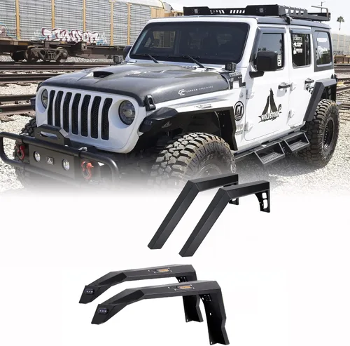 Vista 11 de Guardabarros WOLFSTORM para Wrangler JK 2007-2018 con luces LED DRL