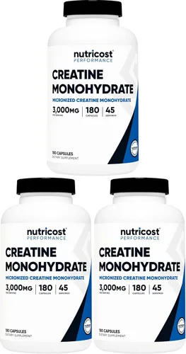 Vista 8 de Nutricost Monohidrato de creatina 3,000 mg, 180 cápsulas (750 mg por cápsula) Sin gluten, sin OMG