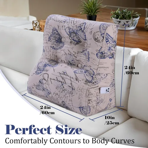 Vista 2 de WOWMAX Almohada de lectura curva para adulto, almohada de espalda elevada para sentarse en la cama, almohada de apoyo de espalda para sofá, almohada