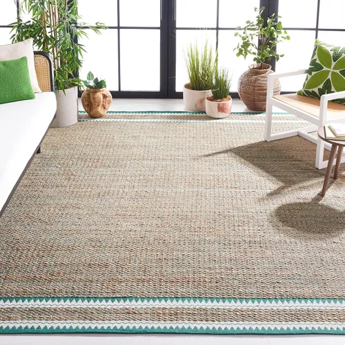 Vista 7 de SAFAVIEH Colección de fibra natural - Alfombra decorativa de 2 x 3 pies, color natural y negro, hecha a mano de yute rústico costero, ideal