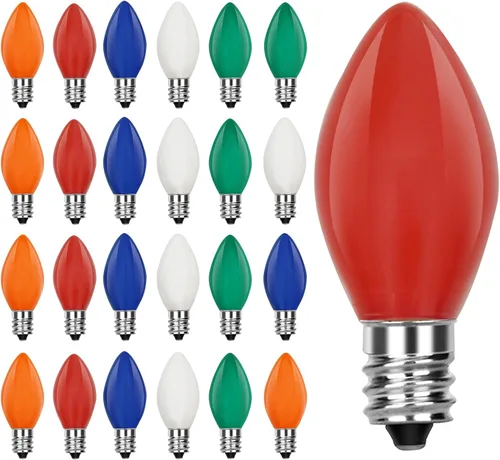 Vista 8 de Paquete de 6 bombillas LED C26 de repuesto, 3 V transparentes con punta de torpedo para candelabros de repuesto para lámparas LED de ventana con C26
