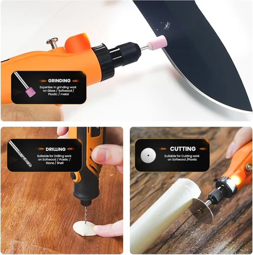Vista 6 de HARDELL 69 piezas de accesorios para herramientas rotativas, kit de accesorios para herramientas rotativas eléctricas con vástagos de diámetro