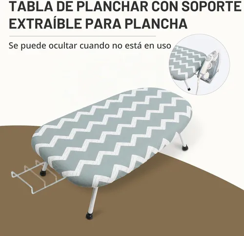 Vista 3 de Mini tabla de planchar de mesa, tabla de planchar compacta y plegable, tubo de acero grueso con cubiertas resistentes al calor, soporte de hierro