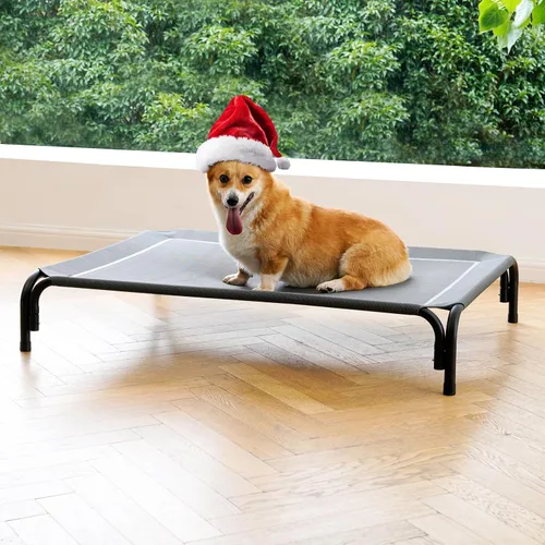Vista 11 de Cama Elevada para Perros Catre Elevado para Perros al Aire Libre para Perros Medianos, la Instalación No Requiere Herramientas, Marco con Malla
