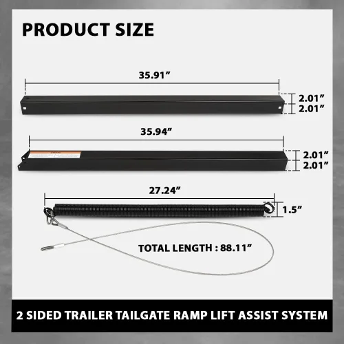 Vista 9 de G-PLUS 2 Sided Trailer Tailgate Liftgate Ramp Lift Assist Syste Black Fit 350 Pounds Trailers with Side Rails Between 10 and 24 Inches, Tailgate