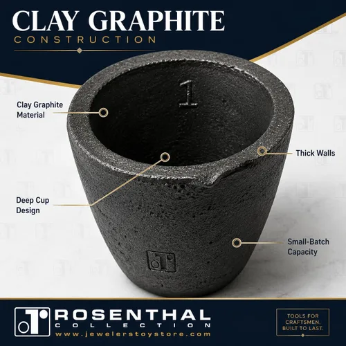 Vista 5 de Crisoles de grafito de arcilla #2.2-4.4 lbs Premium Black Foundry Cup Horno Antorcha Fundición Fundición Refinación para oro. También ideal