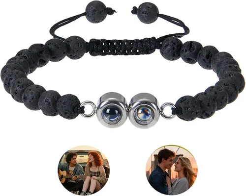 Vista 7 de Custom Bracelet with 2 Picture Inside Personalized Photo Bracelet Memorial Gifts for Couples Women Men Mothers Day Fathers Day Birthday Anniversary