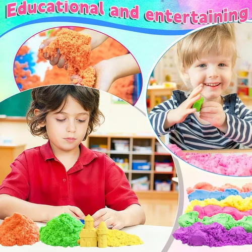 Vista 7 de Dshengoo Paquete de 12 arenas de juego coloridas, 8 libras para manualidades, kit de arte de arena, recarga sensorial a granel para niños, Navidad