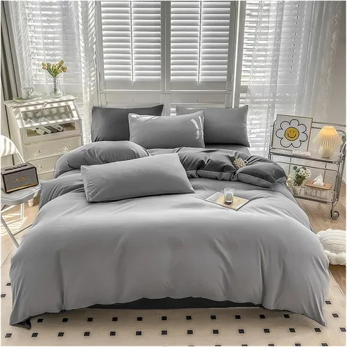 Vista 8 de Cama, Queen/L Negro Color Sólido Algodón Funda Nórdica Funda Nórdica