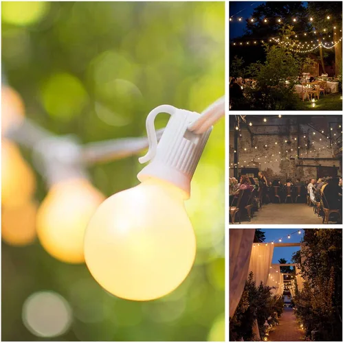 Vista 5 de Hometown Evolution, Inc. White Pearl - Guirnalda de luces para patio al aire libre