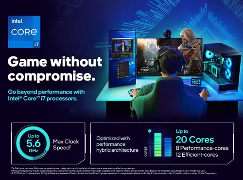 Vista 2 de Intel® Core™ i7-14700K Nuevo procesador de escritorio para juegos de 20 núcleos (8 núcleos P + 12 núcleos E) con gráficos integrados - Desbloqueado