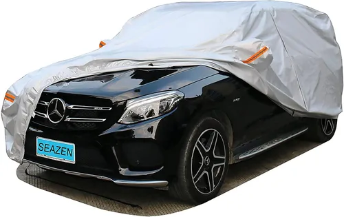 Vista 10 de SEAZEN Funda impermeable para automóvil SUV para todo tipo de clima, cubierta de automóvil para exteriores, protección contra el viento y la nieve