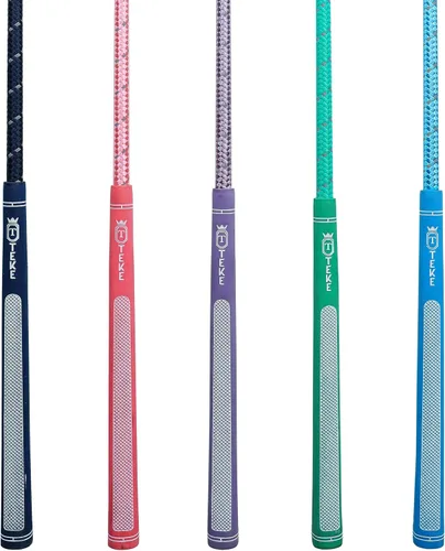Vista 2 de T TEKE 26" TWINKLE Ecuestre Whips, Cultivo de equitación con mango de golf, eje reflejo y slapper de cuero genuino de cola de pez