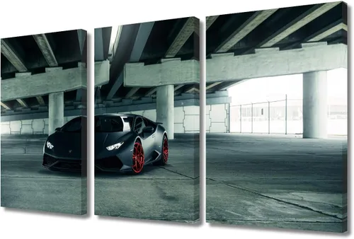 Vista 61 de Arte de pared de auto deportivo rojo para sala de estar, arte de pared de lienzo de súper auto genial, imágenes pósters, 3 piezas, arte moderno