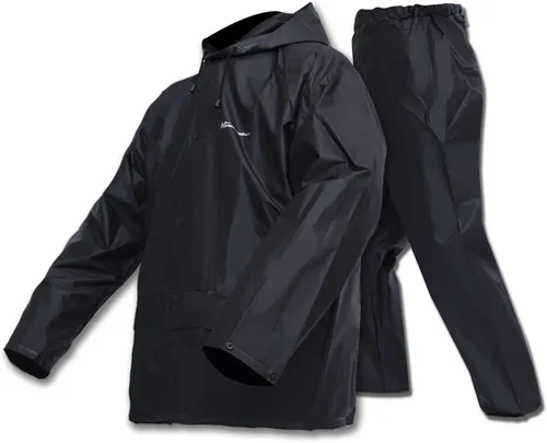 Vista 2 de HAOKAISEN Traje de lluvia para hombres y mujeres, EVA Ultra-Lite impermeable, chaqueta protectora para lluvia con pantalones, ropa de trabajo