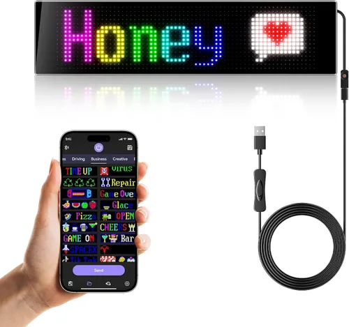 Vista 10 de Letreros LED para Coche, Control Programable por Aplicación Bluetooth, Editor de Texto DIY, Patrones, Animaciones para Coche, Sala
