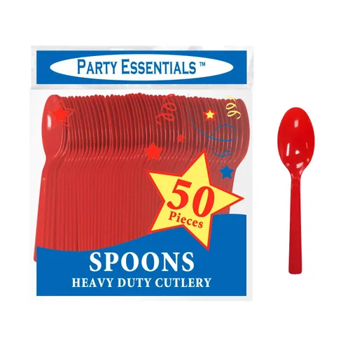 Vista 2 de Party Essentials N24509RD Cucharas de plástico duro de peso medio, color rojo (1,200 unidades)