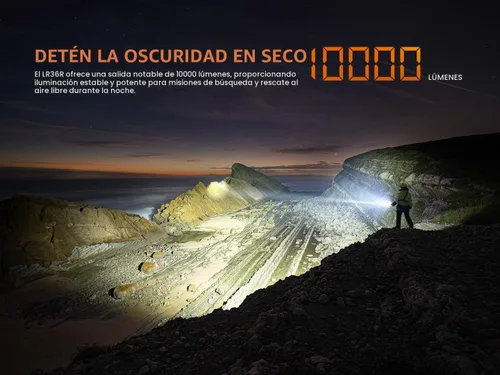 Vista 3 de Fenix LR36R Linterna de búsqueda y rescate de haz largo LEP de 10000 lúmenes con portador de cable de carga EdisonBright