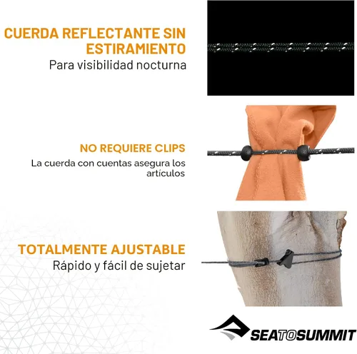 Vista 4 de Sea to Summit Lite Line, tendedero de camping y viaje El tendedero ligero y portátil se fija rápidamente con los ganchos y tensores incluidos