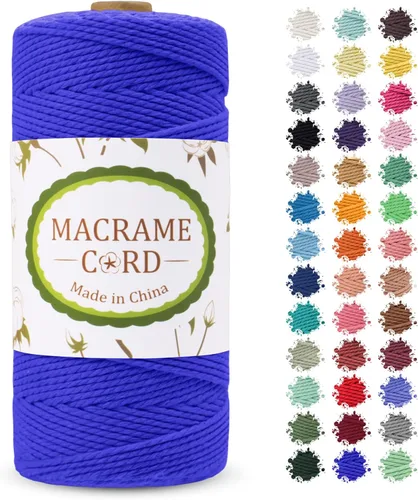 Vista 37 de Cordón de macramé de 0.079 pulgadas, hilo de cuerda de macramé de color de 0.07 pulgadas x 219 yardas, cuerda de algodón natural, 3 hebras para Aqua
