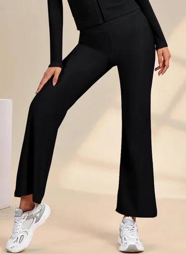 Vista 4 de Aleumdr Pantalones de yoga acampanados para mujer, de cintura alta, corte de bota, pantalones largos de entrenamiento, pantalones de vestir casuales