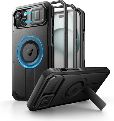 Vista 80 de Dexnor - Funda para iPhone 12 & iPhone 12 Pro con tapa deslizante para cámara, soporte ajustable y protector de pantalla integrado, carcasa
