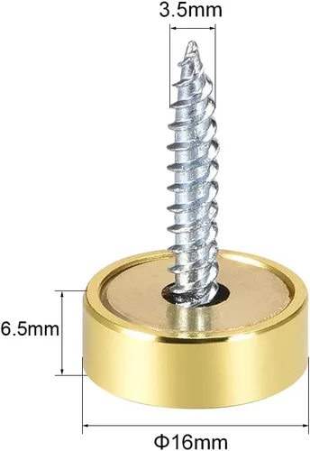 Vista 2 de uxcell Tornillos de espejo decorativos tapa tapa clavos oro pulido 0.630 in 8pcs