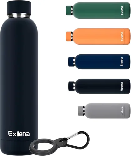 Vista 25 de Exllena Botella de agua pequeña de 12 onzas con clip, doble pared de acero inoxidable al vacío, pequeña botella de agua aislada que mantiene
