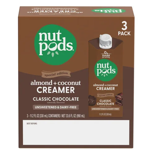 Vista 3 de nutpods Crema clásica de café sin azúcar de chocolate sin lácteos, paquete de 3