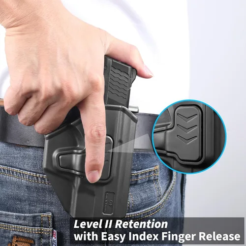 Vista 5 de Funda para Smith & Wesson M&P Shield 9 mm/.40 (M2.0)/9 mm Shield Plus, funda de pistola de 3.1" de pala, 360 grados ajustable, liberación