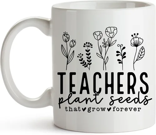 Vista 7 de YouNique Designs Teachers Plant Seeds That Grow Forever - Taza para profesores, 11 onzas, el mejor regalo para profesores, regalos de agradecimiento