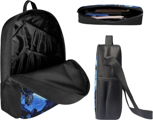 Vista 116 de HUGS IDEA Juego de 3 bolsas escolares con aislamiento térmico para el almuerzo, estuche para lápices