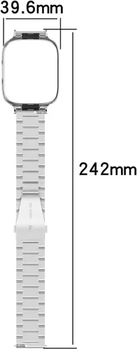 Vista 5 de Correa de reloj compatible con Redmi Watch 3 Active/Watch 3 Lite, correa de metal de acero inoxidable con funda, pulseras ajustables para Redmi