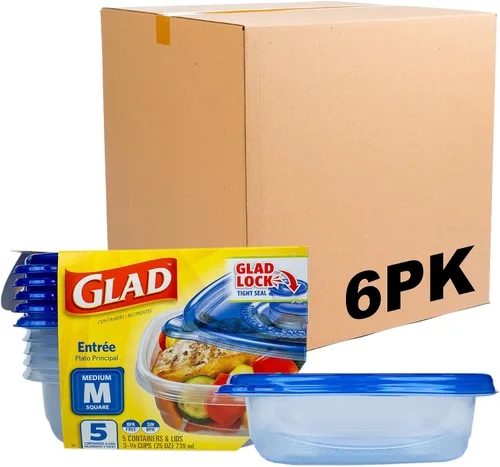 Vista 26 de GladWare Sopa y Ensalada para Uso Diario, Almacenamiento Rectangular Mediano, Estándar, 24 Onzas, Juego de 5