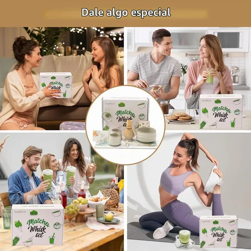 Vista 7 de Juego de 9 piezas de matcha con batidor de bambú, gris retro