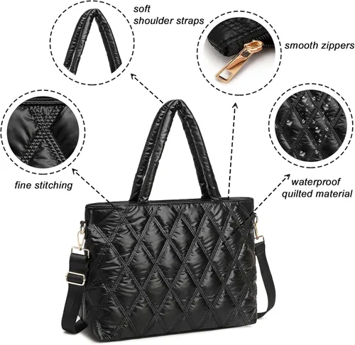 Vista 8 de LEDAOU Bolso de mano para mujer, bolso de mano para profesor, bolso de hombro cruzado hobo bolsas 2 piezas con monedero para el trabajo, la oficina