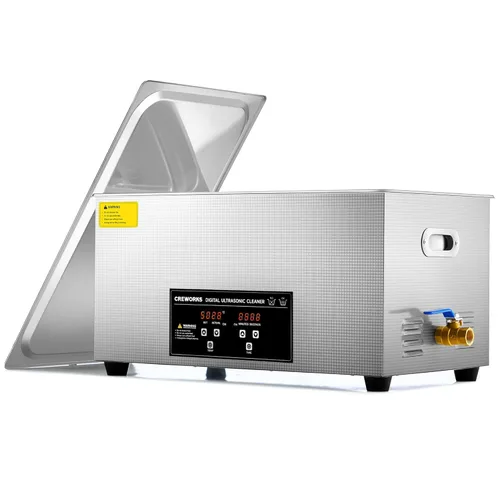 Vista 12 de Máquina de Limpieza Ultrasónica Profesional CREWORKS, Máquina Ultrasónica con Calentador y Temporizador, Limpiador Ultrasónico Digital para Joyas