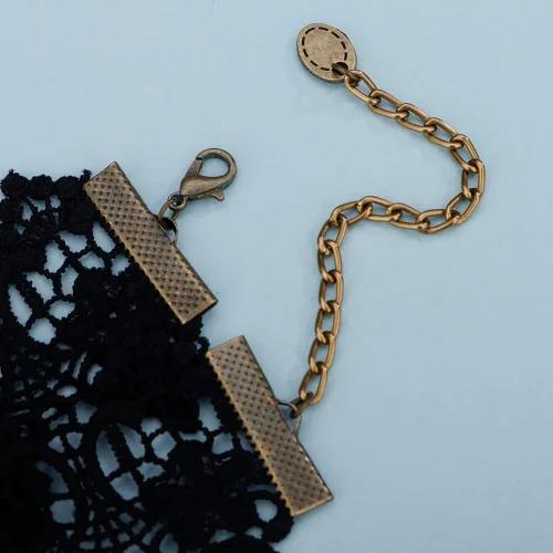 Vista 7 de Elegante collar de encaje negro vintage con flores a juego ligero para mujeres y niñas, gargantilla de piedra bohemia para adolescentes, niñas
