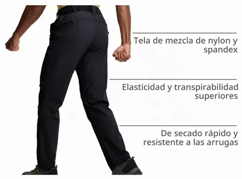 Vista 4 de Pantalones de senderismo para hombre, ligeros, de carga, de trabajo, tácticos, de nailon, elásticos, impermeables, de secado rápido, para pesca