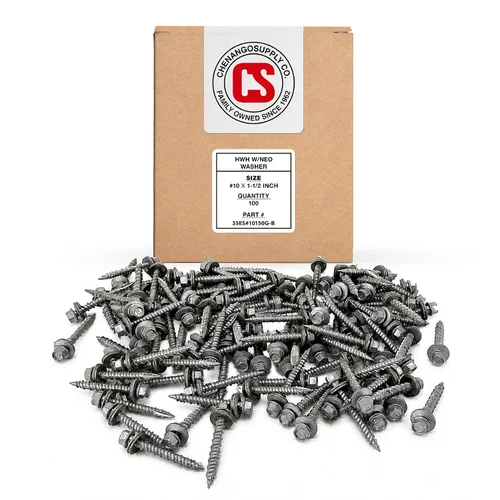 Vista 13 de Chenango Supply Tornillos de techo de metal con cabeza hexagonal #9 x 1