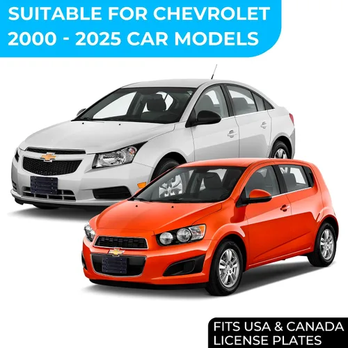 Vista 2 de Soporte de placa frontal compatible con Chevrolet 2000-2025, incluye kit de montaje con 6 tornillos y llave, soporte de placa duradero