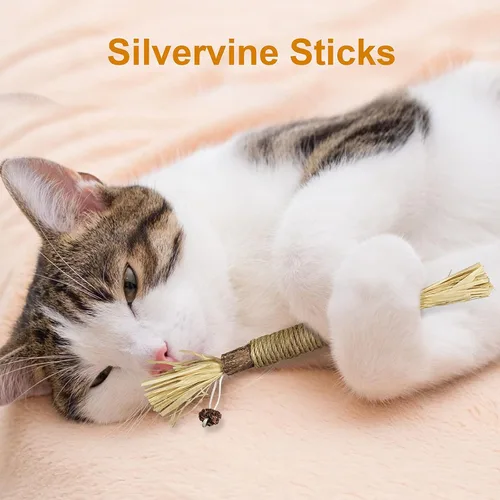 Vista 6 de Silvervine Sticks - Juguetes interactivos para gatos de interior para dentición, paquete de 3