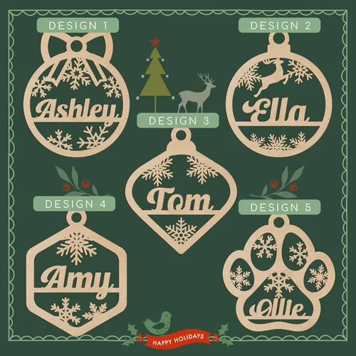 Vista 3 de Personalized Christmas Ornaments w/Name, Lamp Shaped, 4.5", Engraved Snowflake Ornaments for Christmas Tree, 2024 Xmas Ornament with Optional Gift