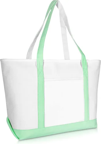 Vista 12 de Bolsa Dalix de 23 pulgadas, calidad superior, 24 oz, bolsa de lona de algodón Blanco